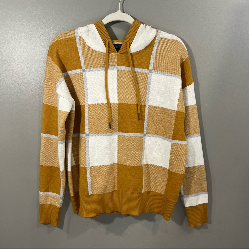 Rachel Roy Plaid Hooded Sweater M